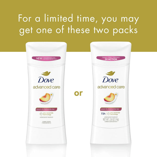 Advanced Care Antiperspirant Deodorant Stick for Women Peach & Chamomile Tea - 1 pack - 2.6 oz per pack - plus 3 My Outlet Mall Resealable Storage Pouches