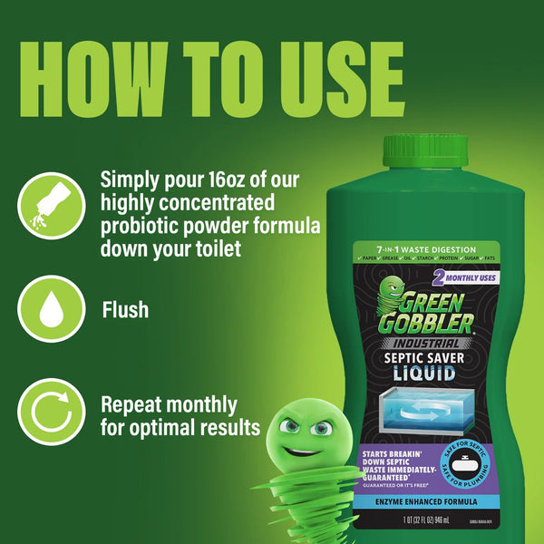 Industrial Strength Septic Tank Treatment Liquid 2 Month Supply - 2 packs - 32 fl oz per pack - plus 3 My Outlet Mall Resealable Storage Pouches