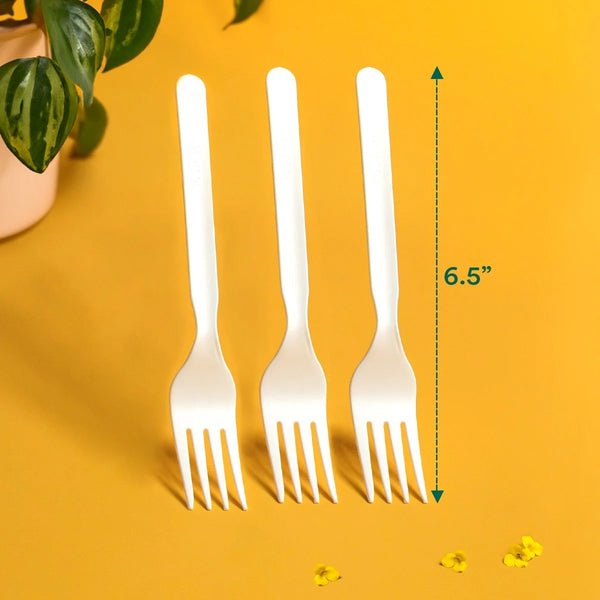 Plant-Based Compostable Forks - 1 pack - 24 Count per pack - plus 3 My Outlet Mall Resealable Storage Pouches
