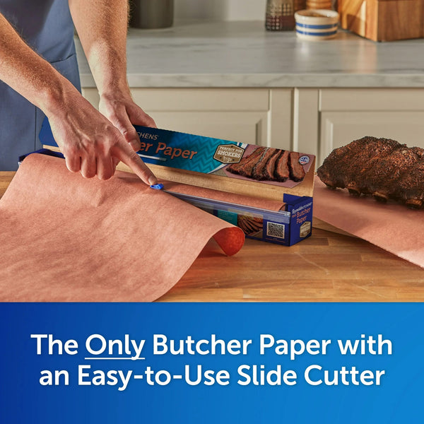 Kitchens Butcher Paper for Smoking Meat with Slide Cutter, Pink, 75 square feet - 1 pack - plus 3 My Outlet Mall Resealable Storage Pouches