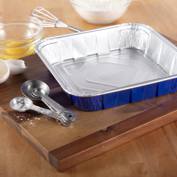 Kitchens Aluminum Pans with Lids, Blue, 8x8 Inch - 1 pack - 3 Count per pack - plus 3 My Outlet Mall Resealable Storage Pouches
