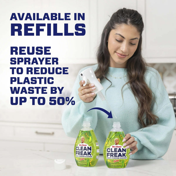 Clean Freak All Purpose Cleaner Spray, Multi-Surface Cleaning, Gain - 3 packs - 16 fl oz per pack - plus 3 My Outlet Mall Resealable Storage Pouches
