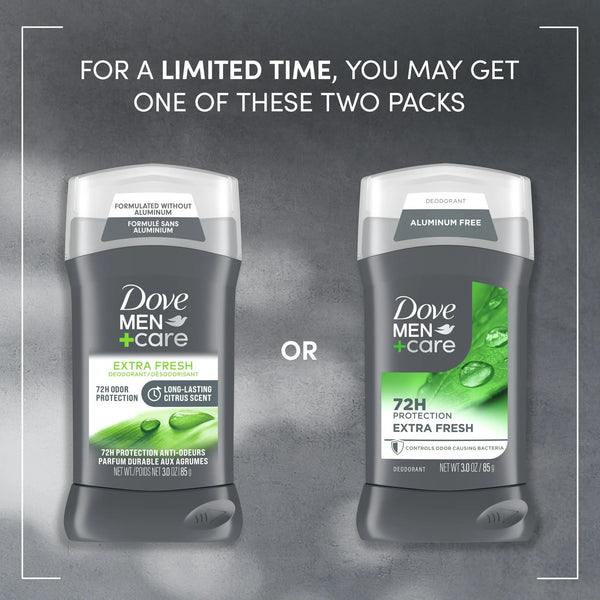 Men+Care Deodorant Stick for Men Extra Fresh Aluminum Free with Moisturizing Cream - 2 packs - 3 oz per pack - plus 3 My Outlet Mall Resealable Storage Pouches