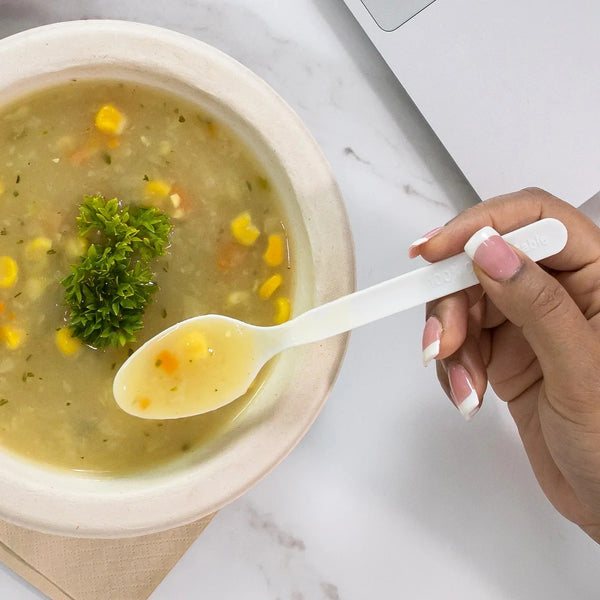 Plant-Based Compostable Spoons - 1 pack - 24 Count per pack - plus 3 My Outlet Mall Resealable Storage Pouches