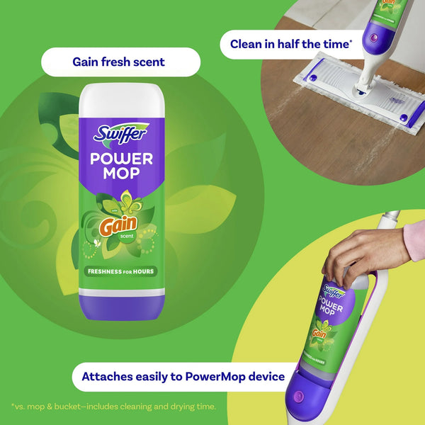 PowerMop Floor Cleaning Solution with Gain Scent - 1 pack - 25.3 fl oz per pack - plus 3 My Outlet Mall Resealable Storage Pouches