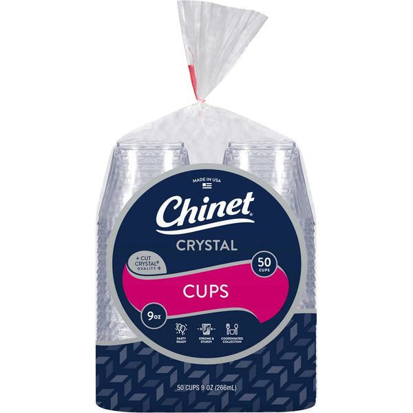 Crystal Premium Disposable Plastic Cups, Clear, 9 oz - 1 pack - 50 Count per pack - plus 3 My Outlet Mall Resealable Storage Pouches