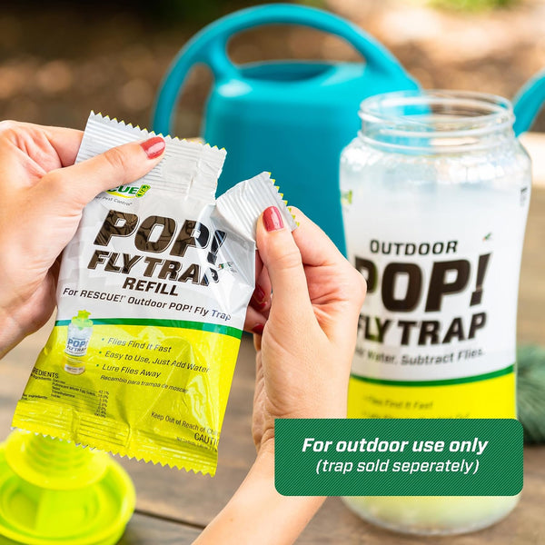 Pop! Fly Trap Bait Refill, Outdoor Use, Water Soluble Powder - 1 pack - plus 3 My Outlet Mall Resealable Storage Pouches