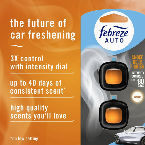 Auto Car Air Freshener, Odor-Fighting Car Vent Clip, Smoke Odor Fighter, 2 Count - 1 pack - plus 3 My Outlet Mall Resealable Storage Pouches