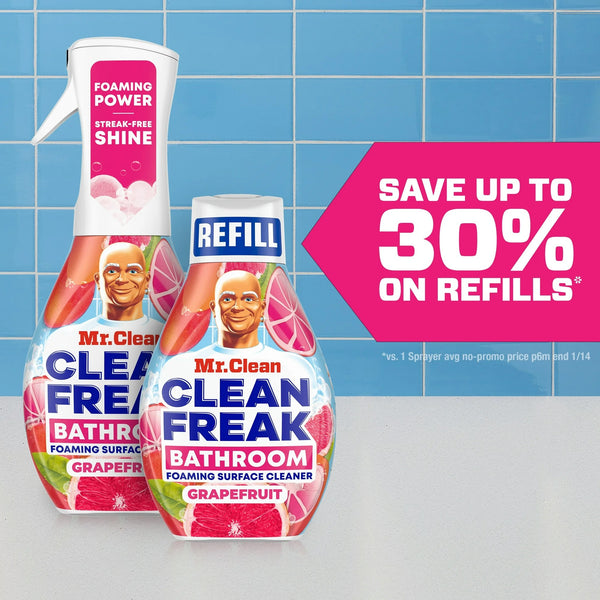 Clean Freak All Purpose Cleaner Spray, Multi-Surface Cleaning, Grapefruit - 2 packs - 16 oz per pack - plus 3 My Outlet Mall Resealable Storage Pouches