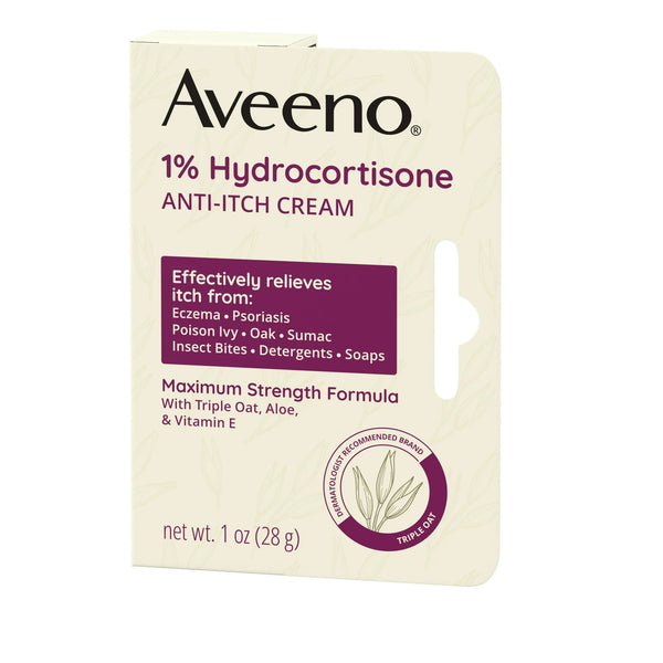 Maximum Strength 1% Hydrocortisone Anti-Itch Cream, Triple Oat - 1 pack - plus 3 My Outlet Mall Resealable Storage Pouches