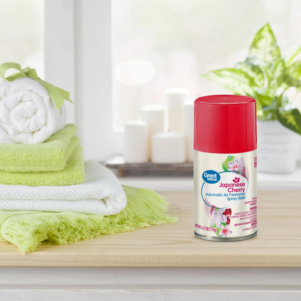 Automatic Air Freshener Spray Refill, Cherry Blossom, Twin pack - 3 packs - plus 3 My Outlet Mall Resealable Storage Pouches