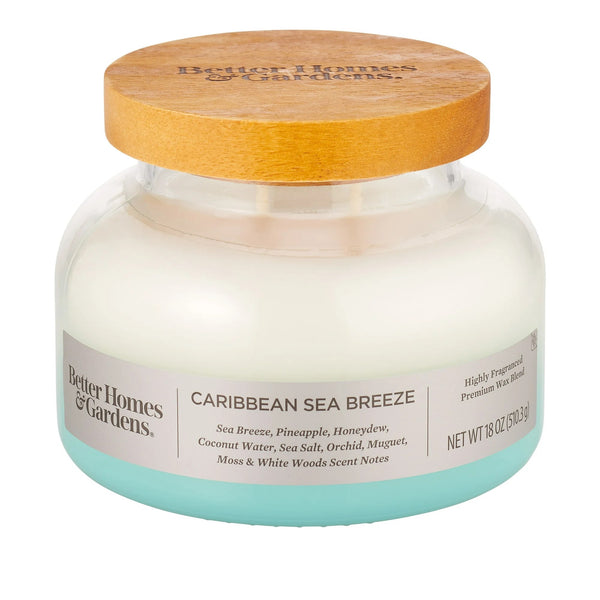 Caribbean Sea Breeze Scented 2-Wick Ombre Bell Jar Candle - 1 pack - 18 oz per pack - plus 3 My Outlet Mall Resealable Storage Pouches