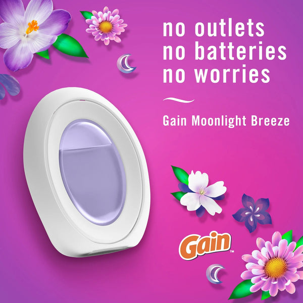 Bathroom Air Freshener, Small Spaces Odor-Fighting, Gain Moonlight Breeze, 2 Count - 2 packs - plus 3 My Outlet Mall Resealable Storage Pouches