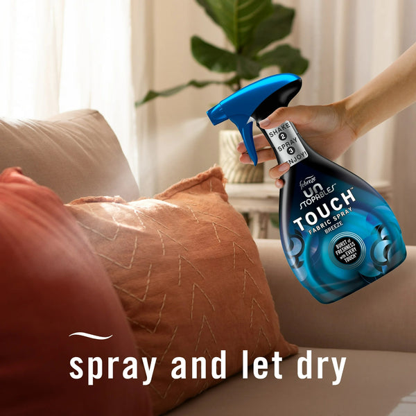 Unstopables Touch Fabric Spray and Odor Fighter, Breeze - 3 packs - 27 fl oz per pack - plus 3 My Outlet Mall Resealable Storage Pouches
