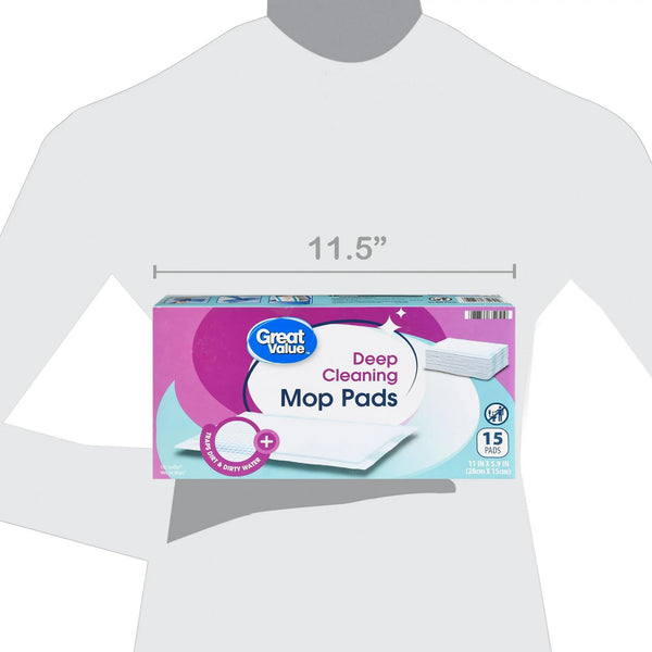 Deep Cleaning Mop Pads - 1 pack - 15 count per pack - plus 3 My Outlet Mall Resealable Storage Pouches