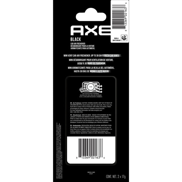 Mini Vent Clip Car Air Freshener Black Scent - 2 packs - 2 count per pack - plus 3 My Outlet Mall Resealable Storage Pouches