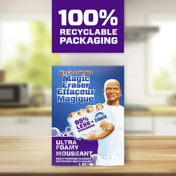 Magic Eraser Ultra Foamy Multi Purpose Cleaner  - 2 packs - 3 count per pack - plus 3 My Outlet Mall Resealable Storage Pouches