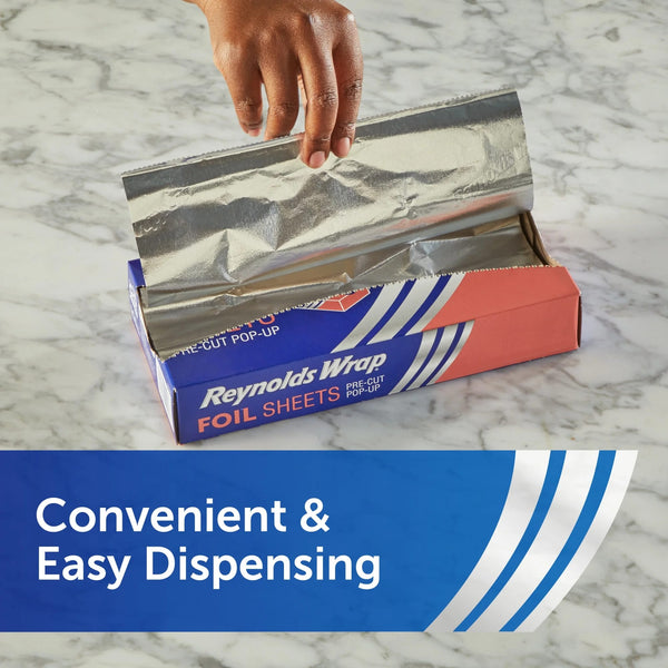 Pre-Cut Pop-Up Aluminum Foil Sheets, 14 x 10.25 inches, 50 Sheets - 1 pack - plus 3 My Outlet Mall Resealable Storage Pouches