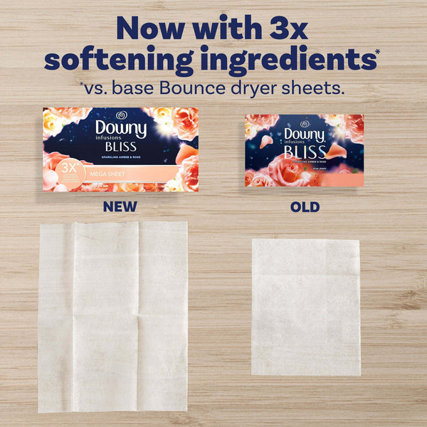 Infusions Mega Dryer Sheets, BLISS, Amber and Rose- 1 Pack- 80 Count per pack- plus 3 My Outlet Mall Resealable Storage Pouches