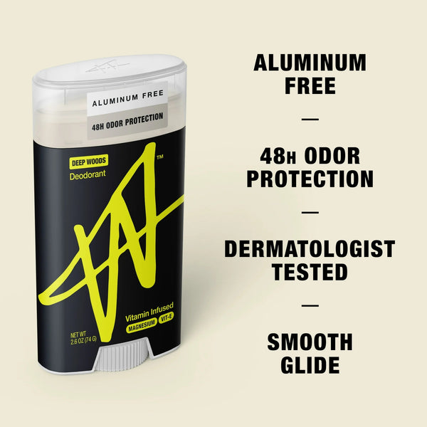 Jake Paul Men's Aluminum Free Deodorant Odor Blocking Sweat Protection Deep Woods - 2 packs - 2.6 oz per pack - plus 3 My Outlet Mall Resealable Storage Pouches
