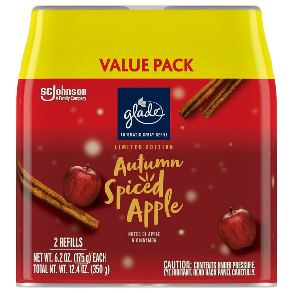 Automatic Spray Refills, Air Freshener, Autumn Spiced Apple, Fragrance Infused with Essential Oils- 1 pack - 2 count per pack - plus 3 My Outlet Mall Resealable Storage Pouches