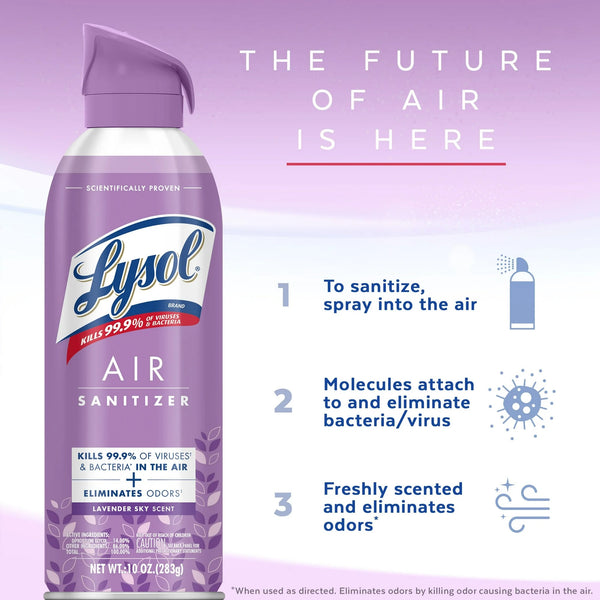 Air Sanitizer Spray, For Air Sanitization and Odor Elimination, Lavender Scent - 3 packs - 10Fl oz per pack - plus 3 My Outlet Mall Resealable Storage Pouches