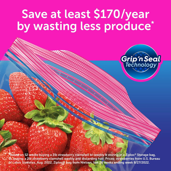 Storage Bags, School Supplies, with Grip 'n Seal Technology, Gallon - 3 packs - 20 Count - plus 3 My Outlet Mall Resealable Storage Pouches