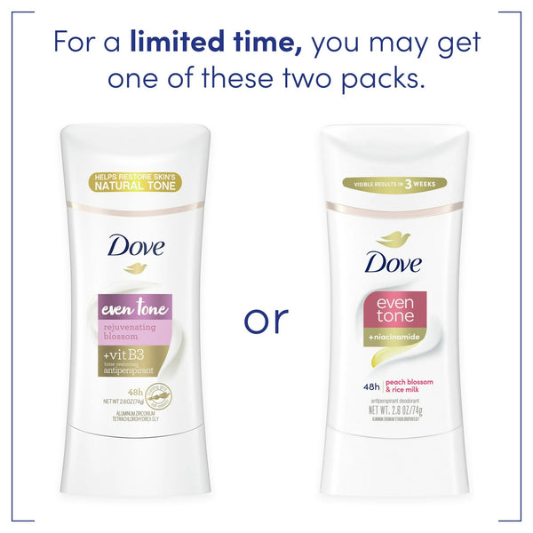 Even Tone Women's Antiperspirant Deodorant Stick Peach Blossom & Rice Milk for All Skin - 1 pack - 2.6 oz per pack - plus 3 My Outlet Mall Resealable Storage Pouches