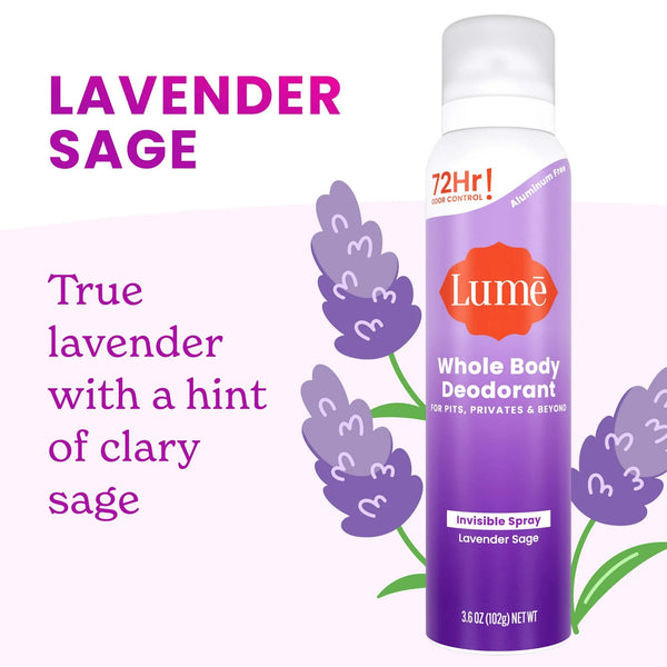 Whole Body Deodorant for Women, Spray Deodorant, Aluminum Free, Lavender Sage - 1 pack - 3.6 oz per pack - plus 3 My Outlet Mall Resealable Storage Pouches