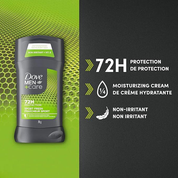 Men+Care Antiperspirant Deodorant Stick for Men Sportcare Fresh - 2 packs - 2.7 oz per pack - plus 3 My Outlet Mall Resealable Storage Pouches