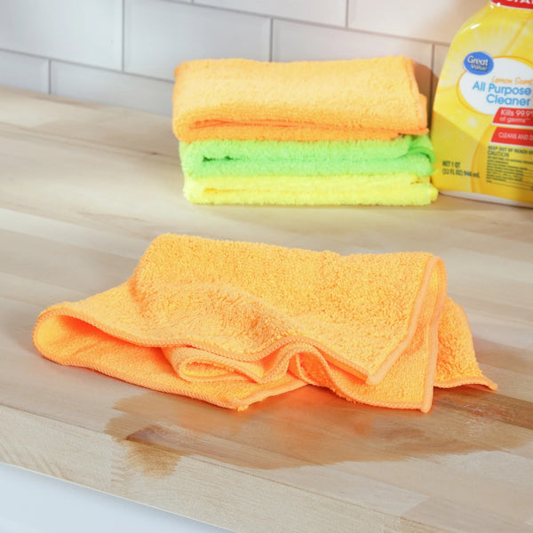 Multipurpose Microfiber Household Cleaning Cloth & Wipe, Multicolor - 1 pack - 12 count per pack - plus 3 My Outlet Mall Resealable Storage Pouches