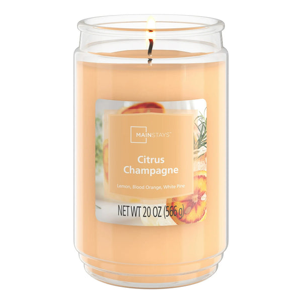 Citrus Champagne Scented 3-Wick Glass Jar Candle - 1 pack - 20 oz per pack - plus 3 My Outlet Mall Resealable Storage Pouches
