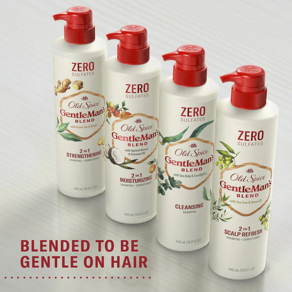2-in-1 Men's Shampoo and Conditioner, Moisturizing Gentleman's Blend, All Hair - 1 pack - 14.8Fl oz per pack - plus 3 My Outlet Mall Resealable Storage Pouches