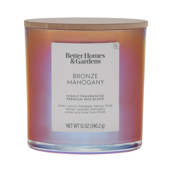 Bronze Mahogany Scented 2-Wick Iridescent Jar Candle - 1 pack - 12 oz per pack - plus 3 My Outlet Mall Resealable Storage Pouches