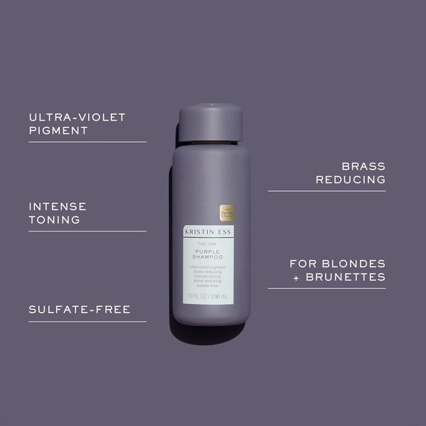 Hair Purple Shampoo for Blonde, Brunette, Silver + Grey Hair, Anti Brass + Yellow Tones, Sulfate Free Toning Shampoo - 1 pack - 10 oz per pack - plus 3 My Outlet Mall Resealable Storage Pouches