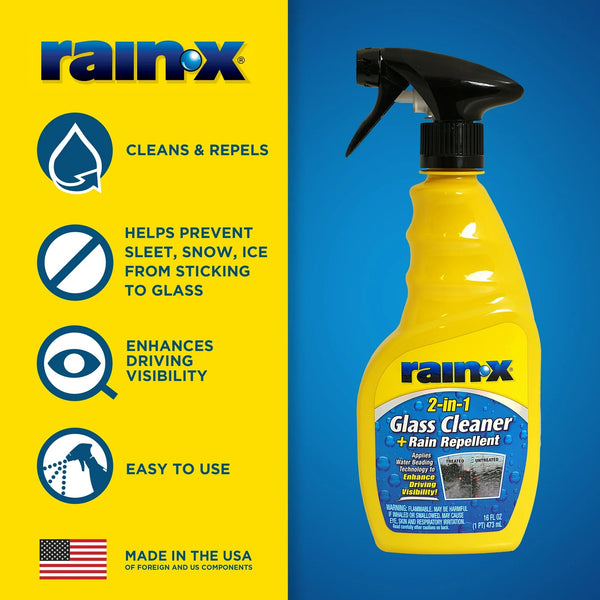 2-in-1 Glass Cleaner & Rain Repellant - 1 pack - 16 oz per pack - plus 3 My Outlet Mall Resealable Storage Pouches