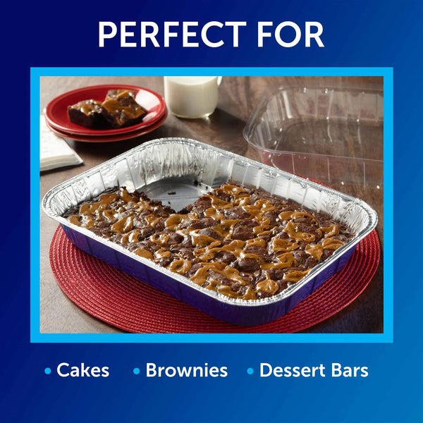 Kitchens Aluminum Pans with Lids, Blue, 13x9 Inch - 1 pack - 2 Count per pack - plus 3 My Outlet Mall Resealable Storage Pouches