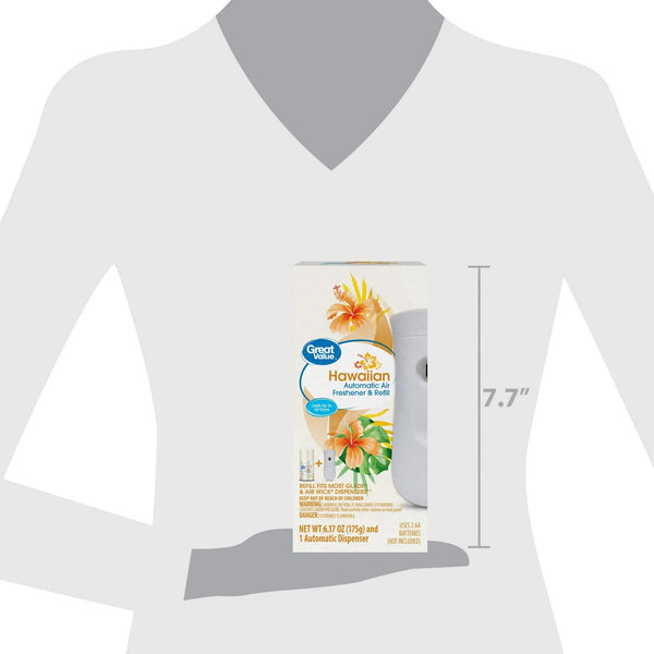 Automatic Air Freshener Spray Kit w/1 Refill Included, Hawaiian - 2 packs - plus 3 My Outlet Mall Resealable Storage Pouches