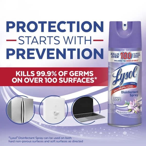 Disinfectant Spray, Sanitizing and Antibacterial Spray, Early Morning Breeze Scent - 2 packs - 12.5 oz per pack - plus 3 My Outlet Mall Resealable Storage Pouches