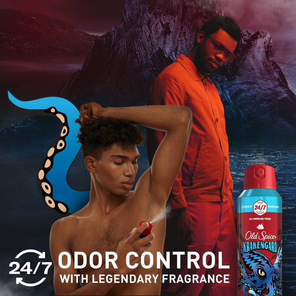 Aluminum Free Body Spray for Men, Krakengard, Deep Ocean Scent - 1 pack - 5.1 oz per pack - plus 3 My Outlet Mall Resealable Storage Pouches