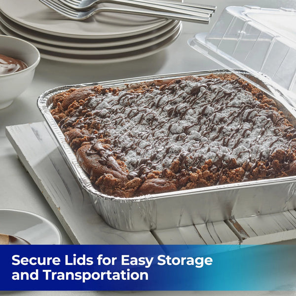 Cake Pans with Lids, 8x8 Inch - 1 pack - 3 Count per pack - plus 3 My Outlet Mall Resealable Storage Pouches