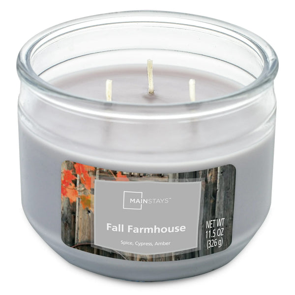 Fall Farmhouse 3 Wick Candle - 1 pack - 11.5 oz per pack - plus 3 My Outlet Mall Resealable Storage Pouches