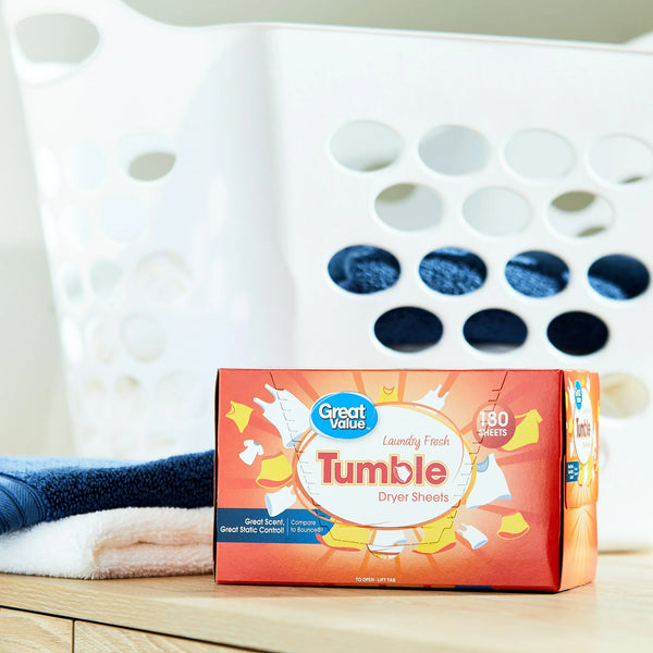 Tumble Dryer Sheets, Laundry Fresh- 1 pack - 180 count per pack - plus 3 My Outlet Mall Resealable Storage Pouches