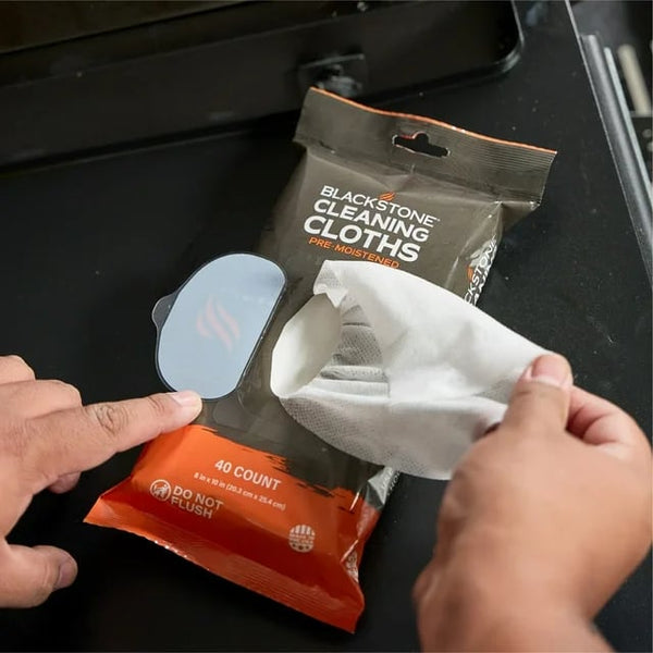 Griddle Cleaning Cloths (Pre-Moistened) - 2 packs - 40 Count per pack - plus 3 My Outlet Mall Resealable Storage Pouches
