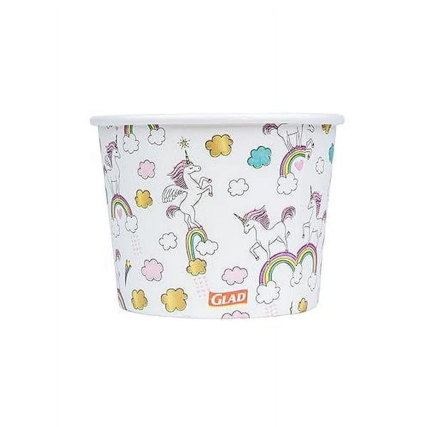 Kids Unicorns Paper Snack Bowls No Lid 12oz - 2 packs - 20 Count per pack - plus 3 My Outlet Mall Resealable Storage Pouches