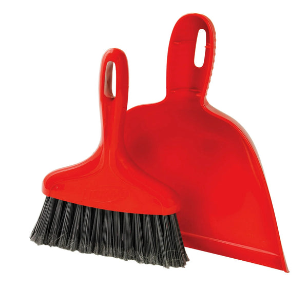 Whisk Broom & Dustpan Red Polypropylene with Black Fibers - 1 pack - plus 3 My Outlet Mall Resealable Storage Pouches