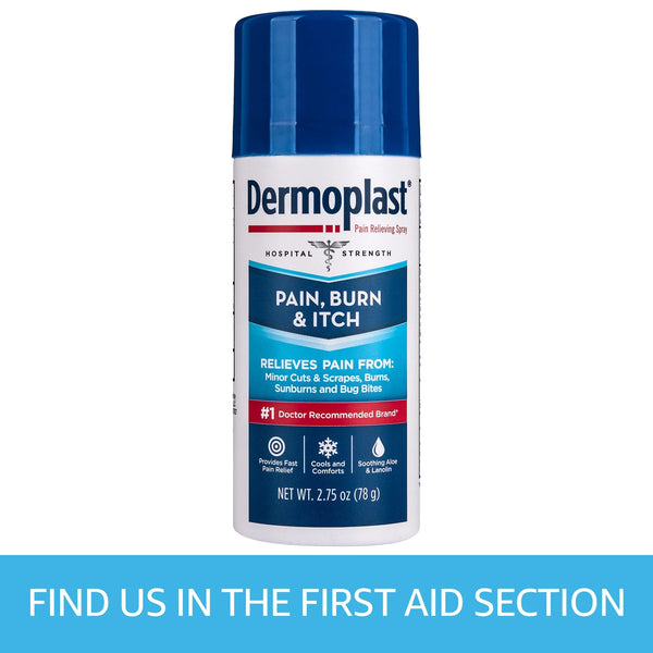 Pain Relief Spray for Minor Cuts, Burns and Bug Bites - 2 packs - 2.75 oz per pack - plus 3 My Outlet Mall Resealable Storage Pouches