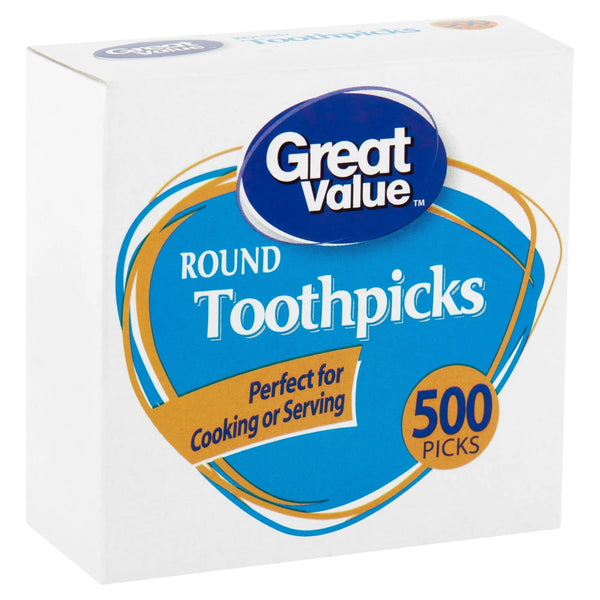 Round Toothpicks - 1 pack - 500 Count per pack - plus 3 My Outlet Mall Resealable Storage Pouches