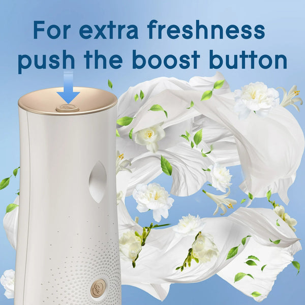 Automatic Spray Air Freshener Starter Kit, 1 Holder and 1 Refill, Clean Linen, Fragrance Infused with Essential Oils - 1 pack - plus 3 My Outlet Mall Resealable Storage Pouches