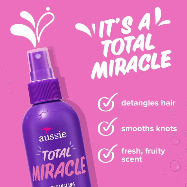 Total Miracle Hair Detangling Spray with Apricot Oil for All Hair Types - 1 pack - 8Fl oz per pack - plus 3 My Outlet Mall Resealable Storage Pouches